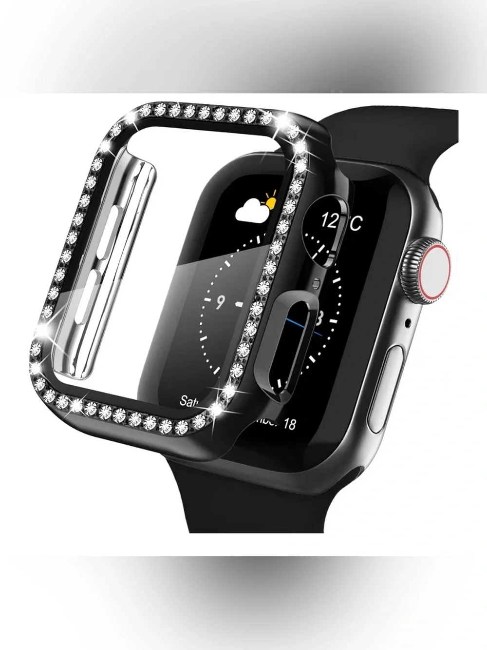 Black with Rhinestones Screen Protector for Apple Watch 42mm Series 3/2/1